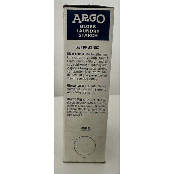 Vintage Argo New Old Stock Powdered Gloss Laundry Starch 16 oz Blue Box Full - Picture 5 of 7